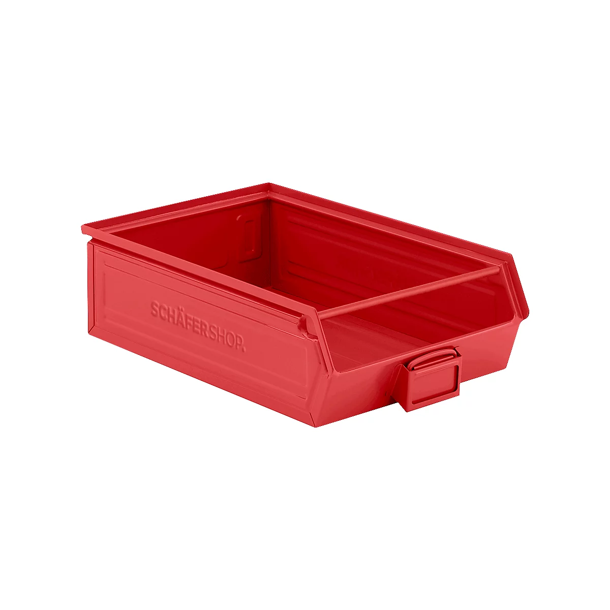 Schäfer Shop Select magazijnbak met open voorzijde, met draagbeugel, 18,5 l, 80 kg, L 501 x B 308 x H 146 mm, staal, RAL 3000 (vuurrood)