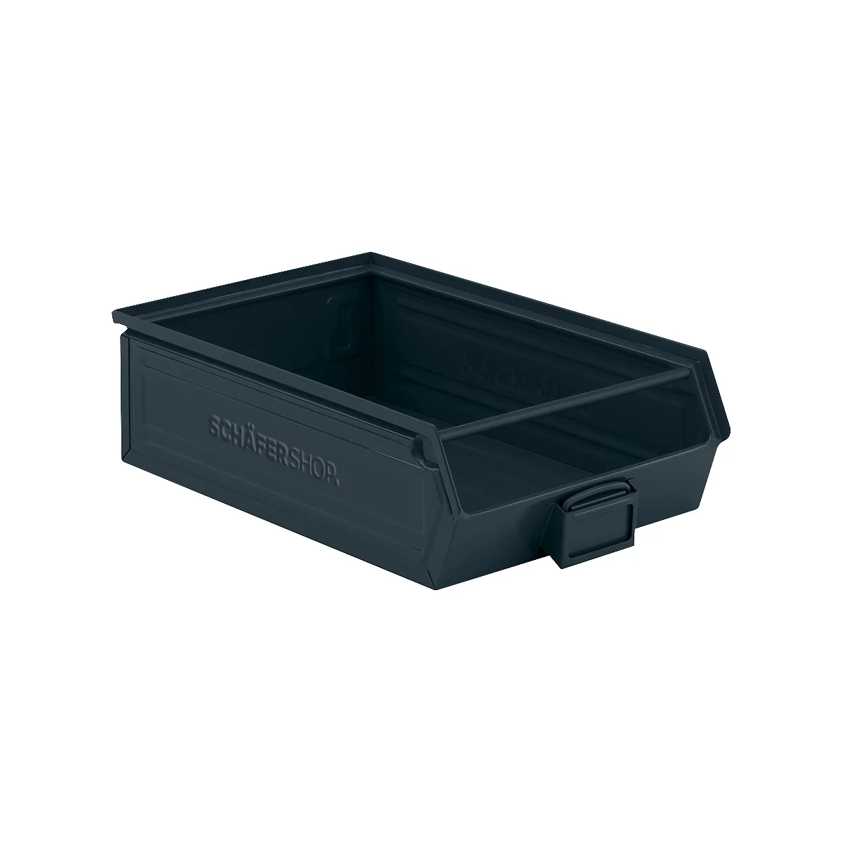 Schäfer Shop Select magazijnbak met open voorzijde, met draagbeugel, 18,5 l, 80 kg, L 501 x B 308 x H 146 mm, staal, RAL 5008 (grijsblauw)