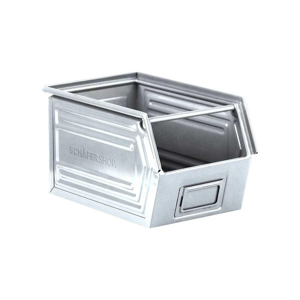 Schäfer Shop Select magazijnbak met open voorzijde, met draagbeugel, L 377 x B 211 x H 201 mm, 11,5 l, 60 kg, staal, verzinkt