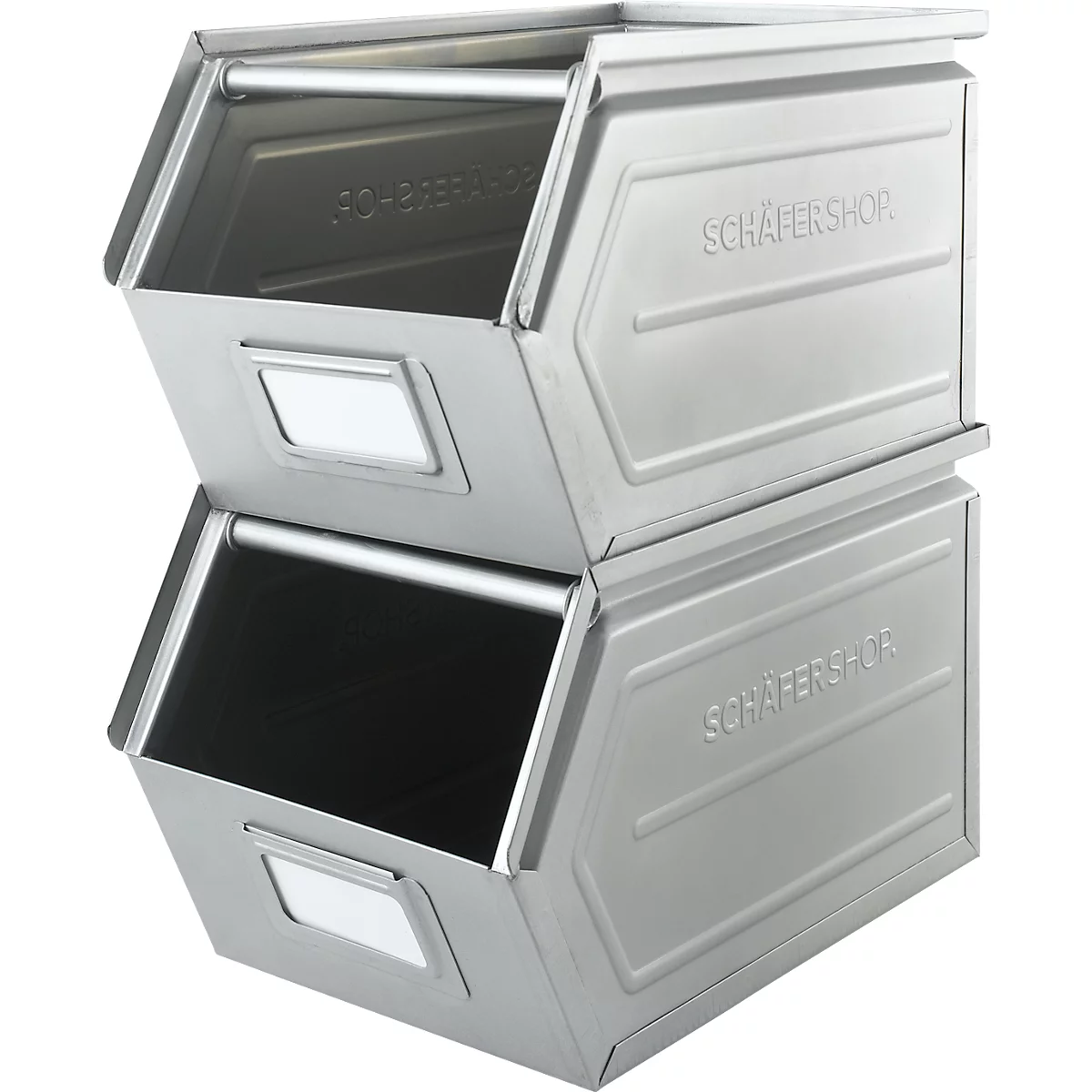 Schäfer Shop Select magazijnbak met open voorzijde, met draagbeugel, L 377 x B 211 x H 201 mm, 11,5 l, 60 kg, staal, verzinkt