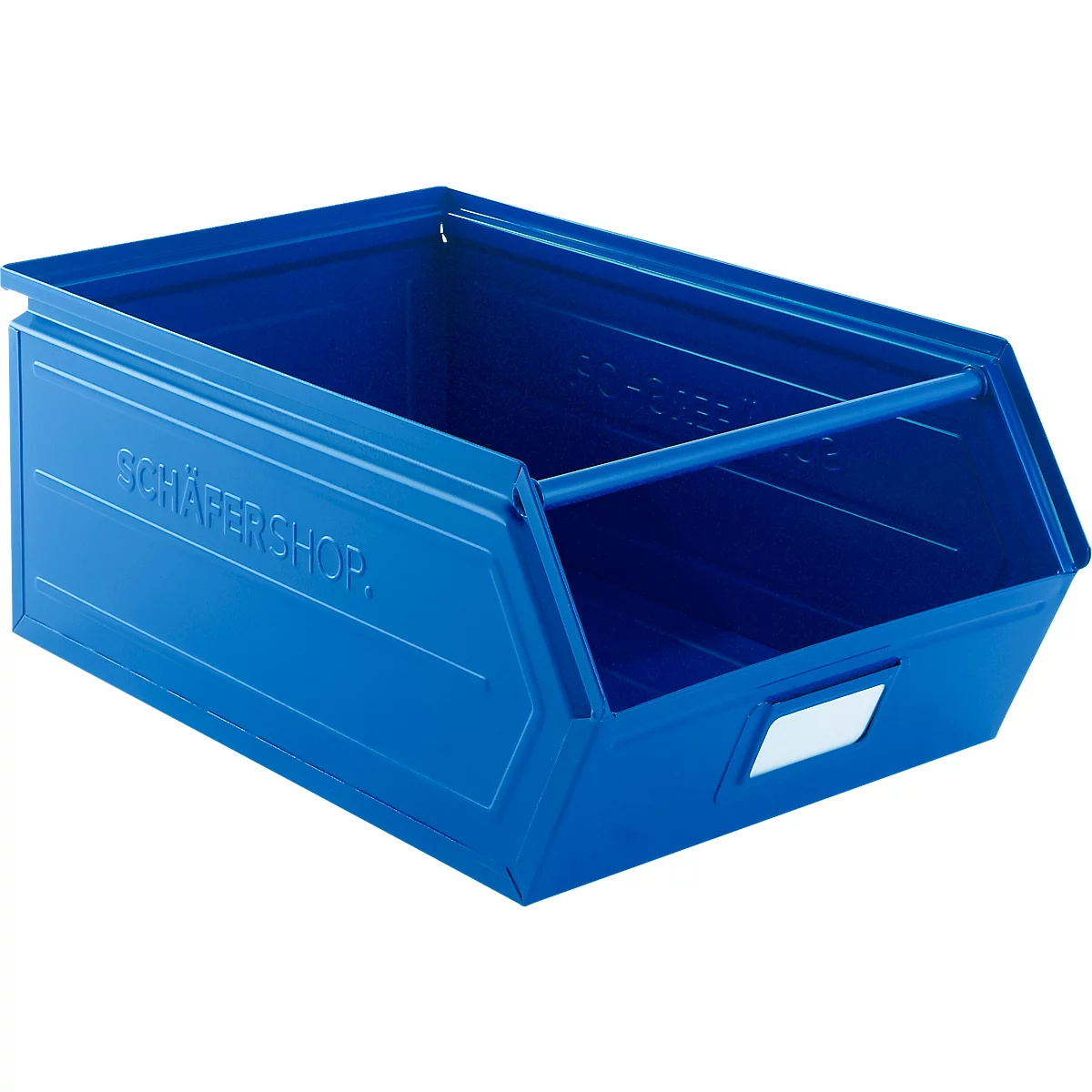 Schäfer Shop Select magazijnbak met open voorzijde, met draagbeugel, L 524 x B 307 x H 201 mm, 26 l, 120 kg, staal, RAL 5015 (hemelsblauw)