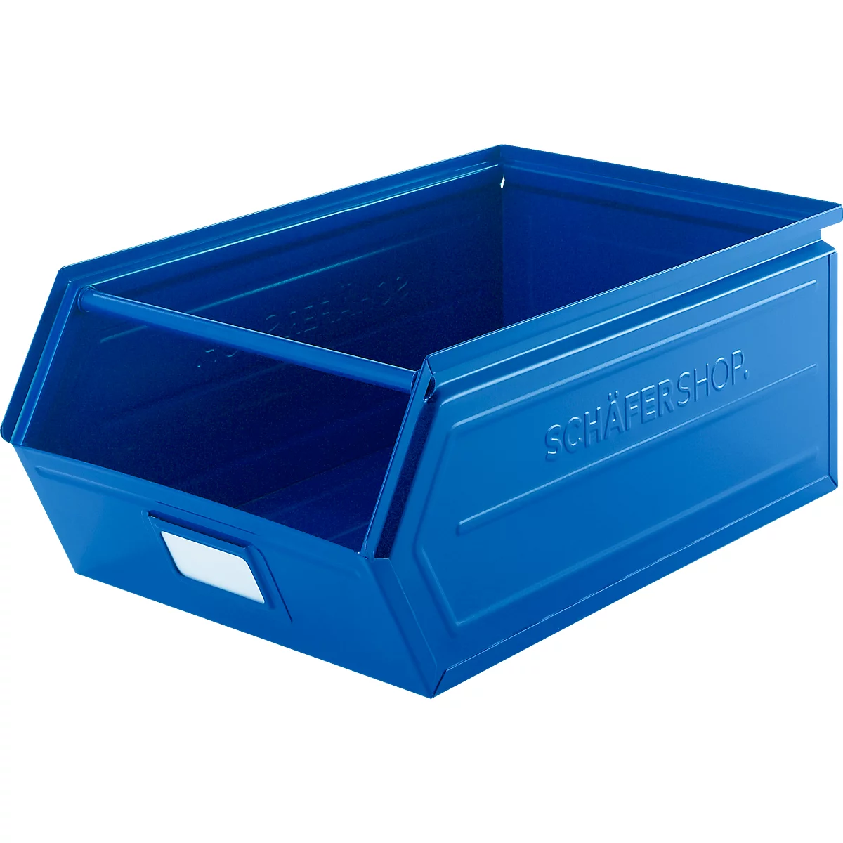 Schäfer Shop Select magazijnbak met open voorzijde, met draagbeugel, L 524 x B 307 x H 201 mm, 26 l, 120 kg, staal, RAL 5015 (hemelsblauw)