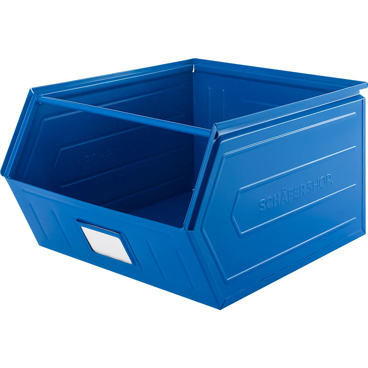 Schäfer Shop Select magazijnbak met open voorzijde, met draagbeugel, L 550 x B 458 x H 300 mm, 60 l, 130 kg, staal, RAL 5015 (hemelsblauw)