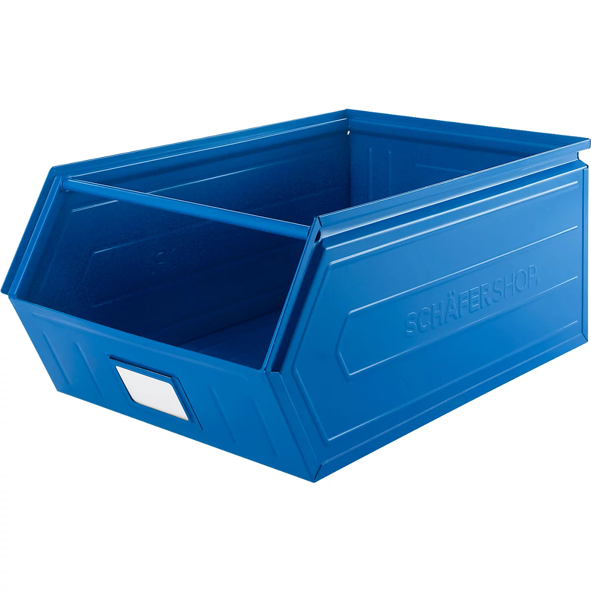 Schäfer Shop Select magazijnbak met open voorzijde, met draagbeugel, L 732 x B 459 x H 300 mm, 84 l, 180 kg, staal, RAL 5015 (hemelsblauw)