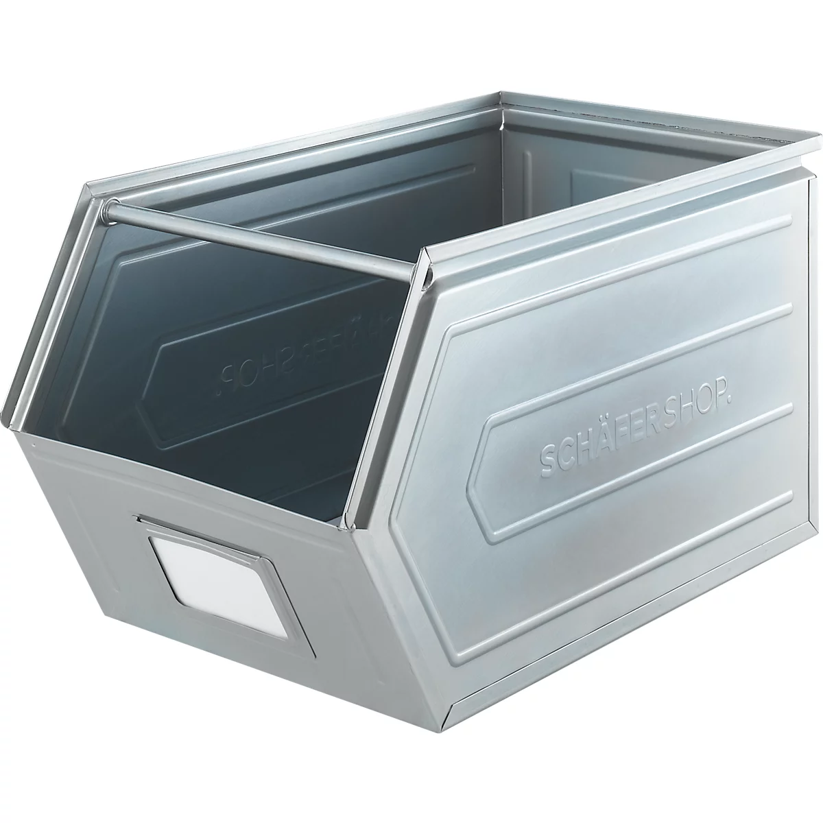 Schäfer Shop Select magazijnemmer met open voorzijde, met draagbeugel, L 550 x B 307 x H 298 mm, 40 l, 150 kg, staal, elektrolytisch verzinkt