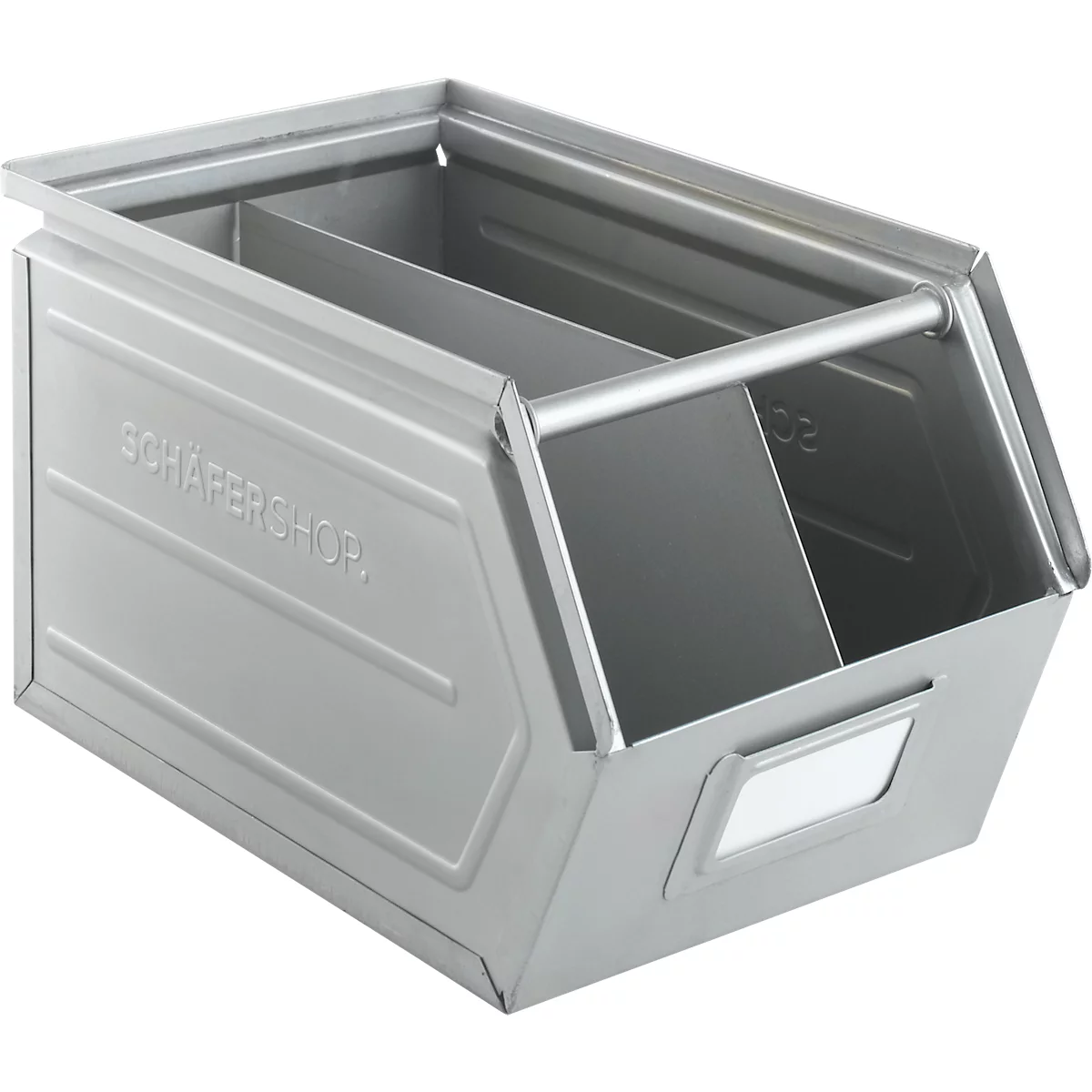 Schäfer Shop Select magazijnemmer met open voorzijde, met draagbeugel, L 550 x B 307 x H 298 mm, 40 l, 150 kg, staal, elektrolytisch verzinkt