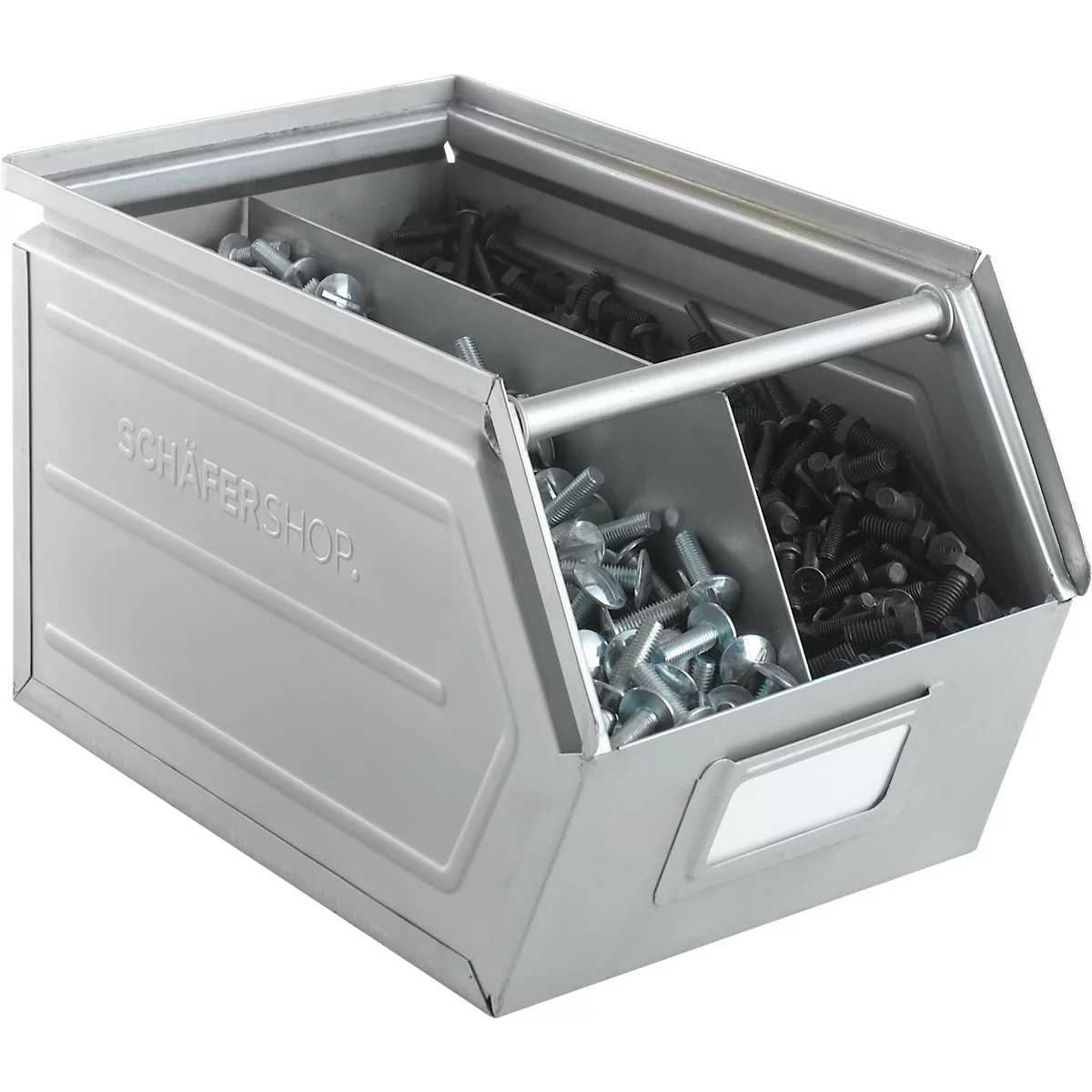 Schäfer Shop Select magazijnemmer met open voorzijde, met draagbeugel, L 550 x B 307 x H 298 mm, 40 l, 150 kg, staal, elektrolytisch verzinkt