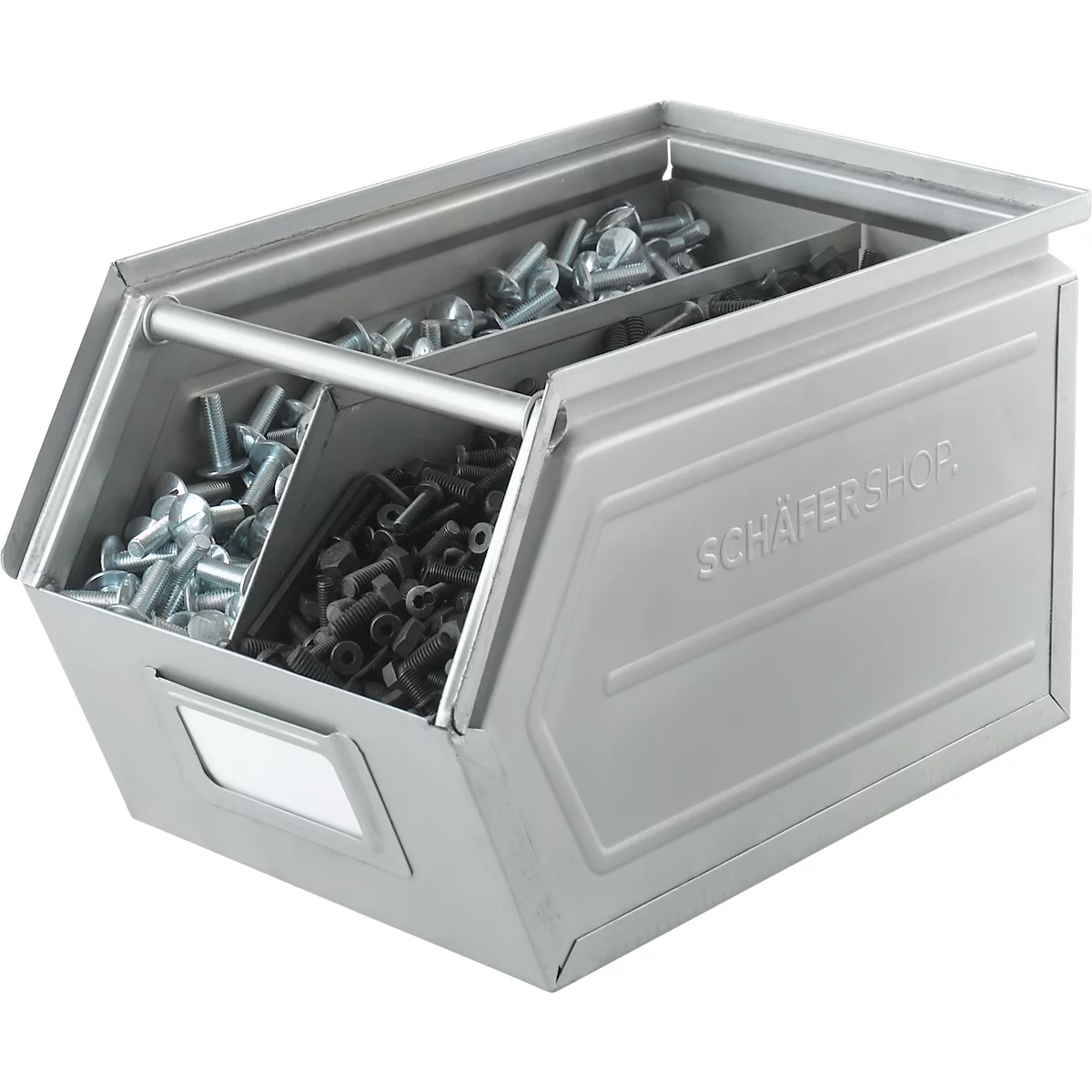 Schäfer Shop Select magazijnemmer met open voorzijde, met draagbeugel, L 550 x B 307 x H 298 mm, 40 l, 150 kg, staal, elektrolytisch verzinkt