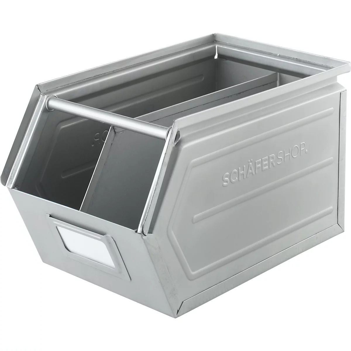Schäfer Shop Select magazijnemmer met open voorzijde, met draagbeugel, L 550 x B 307 x H 298 mm, 40 l, 150 kg, staal, elektrolytisch verzinkt