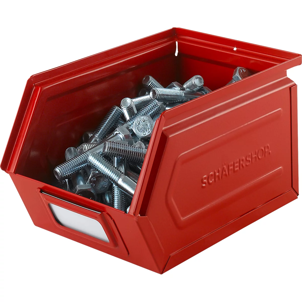 Schäfer Shop Select magazijnemmer met open voorzijde, staal, L 238 x B 149 x H 128 mm, 3,5 l, 8 kg, RAL 3000 (vuurrood)