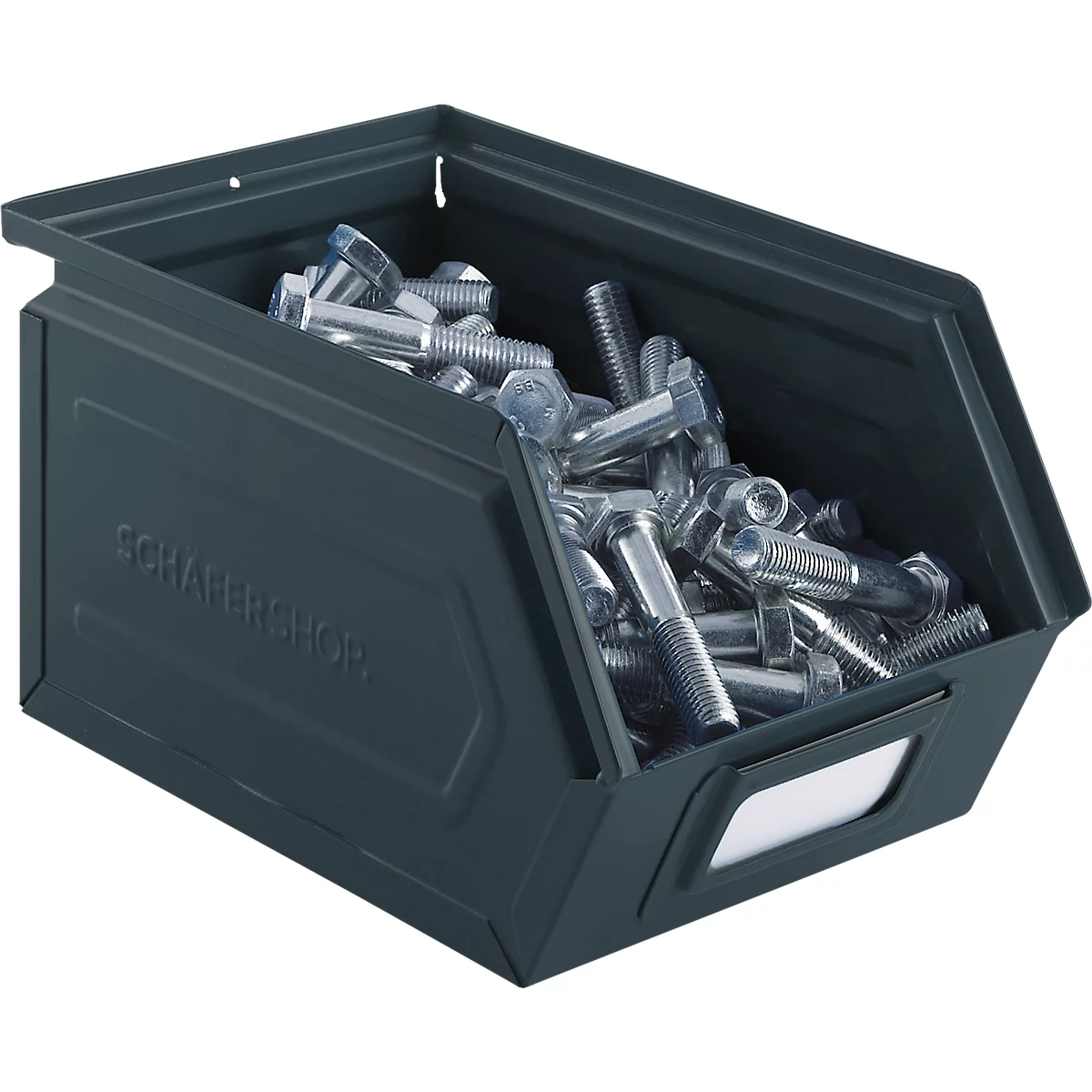 Schäfer Shop Select magazijnemmer met open voorzijde, staal, L 238 x B 149 x H 128 mm, 3,5 l, 8 kg, RAL 5008 (grijsblauw)