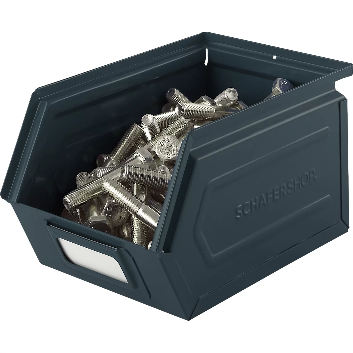 Schäfer Shop Select magazijnemmer met open voorzijde, staal, L 238 x B 149 x H 128 mm, 3,5 l, 8 kg, RAL 5008 (grijsblauw)