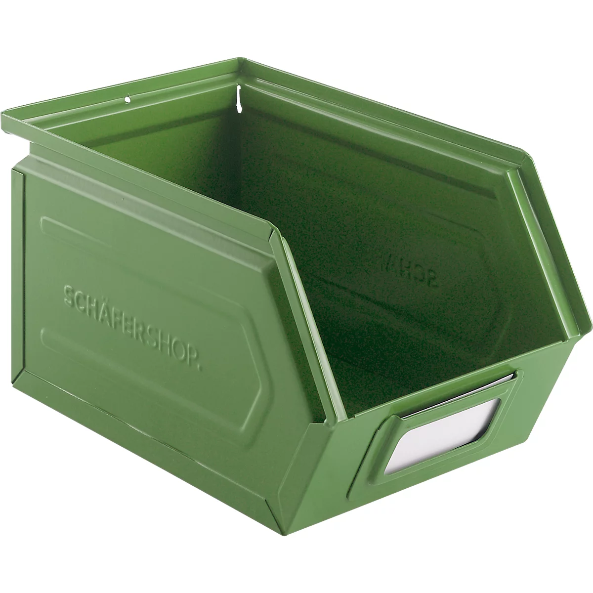 Schäfer Shop Select magazijnemmer met open voorzijde, staal, L 238 x B 149 x H 128 mm, 3,5 l, 8 kg, RAL 6011 (resada groen)