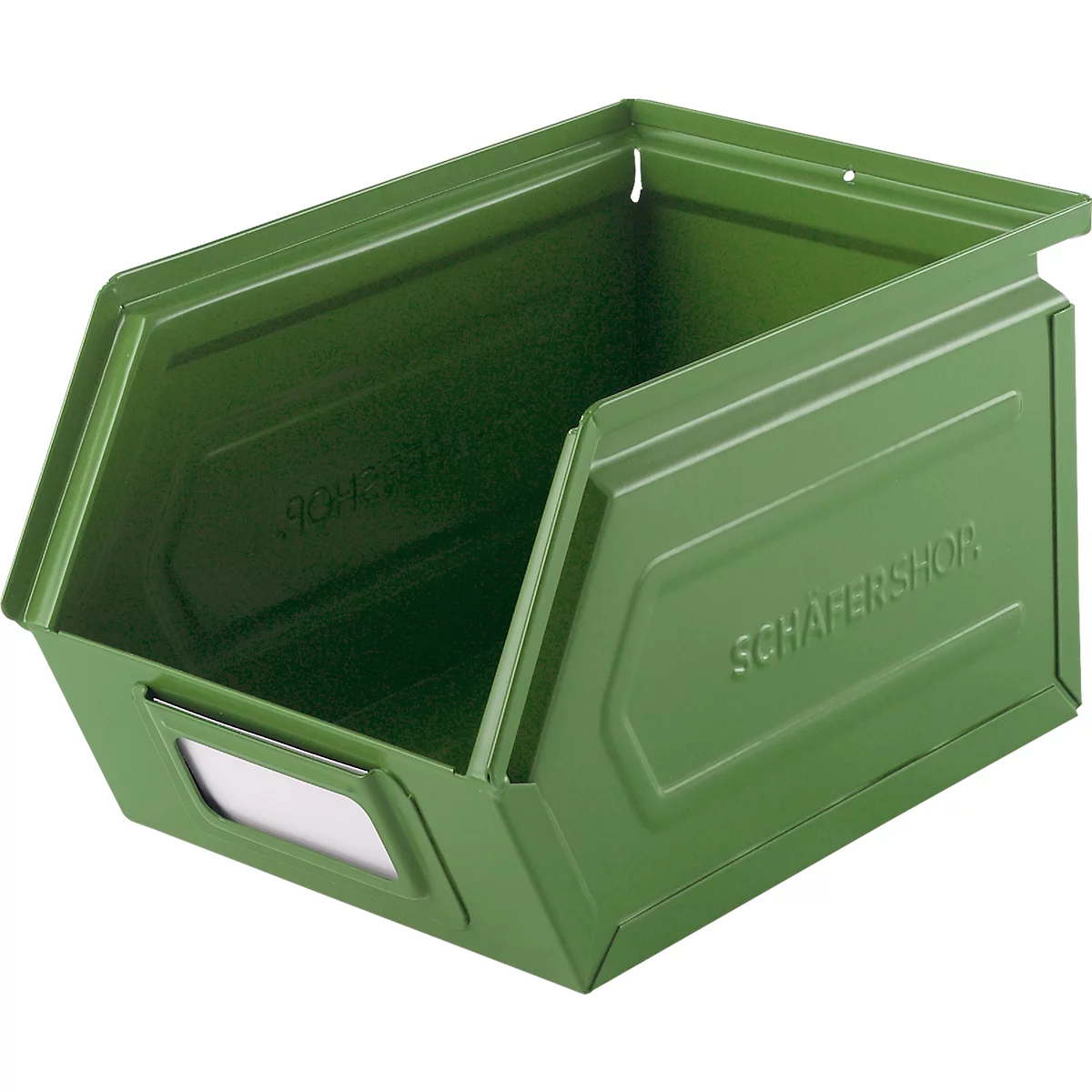 Schäfer Shop Select magazijnemmer met open voorzijde, staal, L 238 x B 149 x H 128 mm, 3,5 l, 8 kg, RAL 6011 (resada groen)