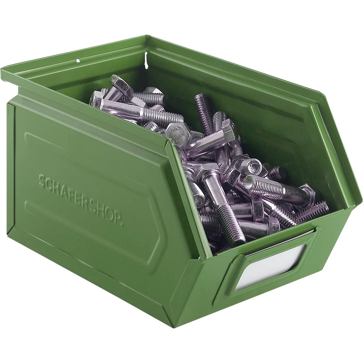Schäfer Shop Select magazijnemmer met open voorzijde, staal, L 238 x B 149 x H 128 mm, 3,5 l, 8 kg, RAL 6011 (resada groen)