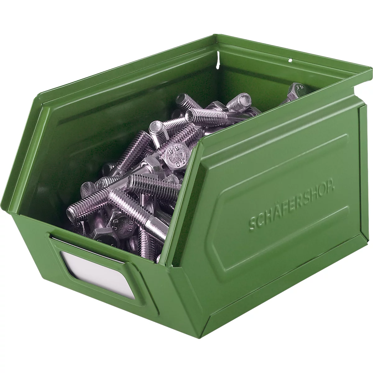 Schäfer Shop Select magazijnemmer met open voorzijde, staal, L 238 x B 149 x H 128 mm, 3,5 l, 8 kg, RAL 6011 (resada groen)
