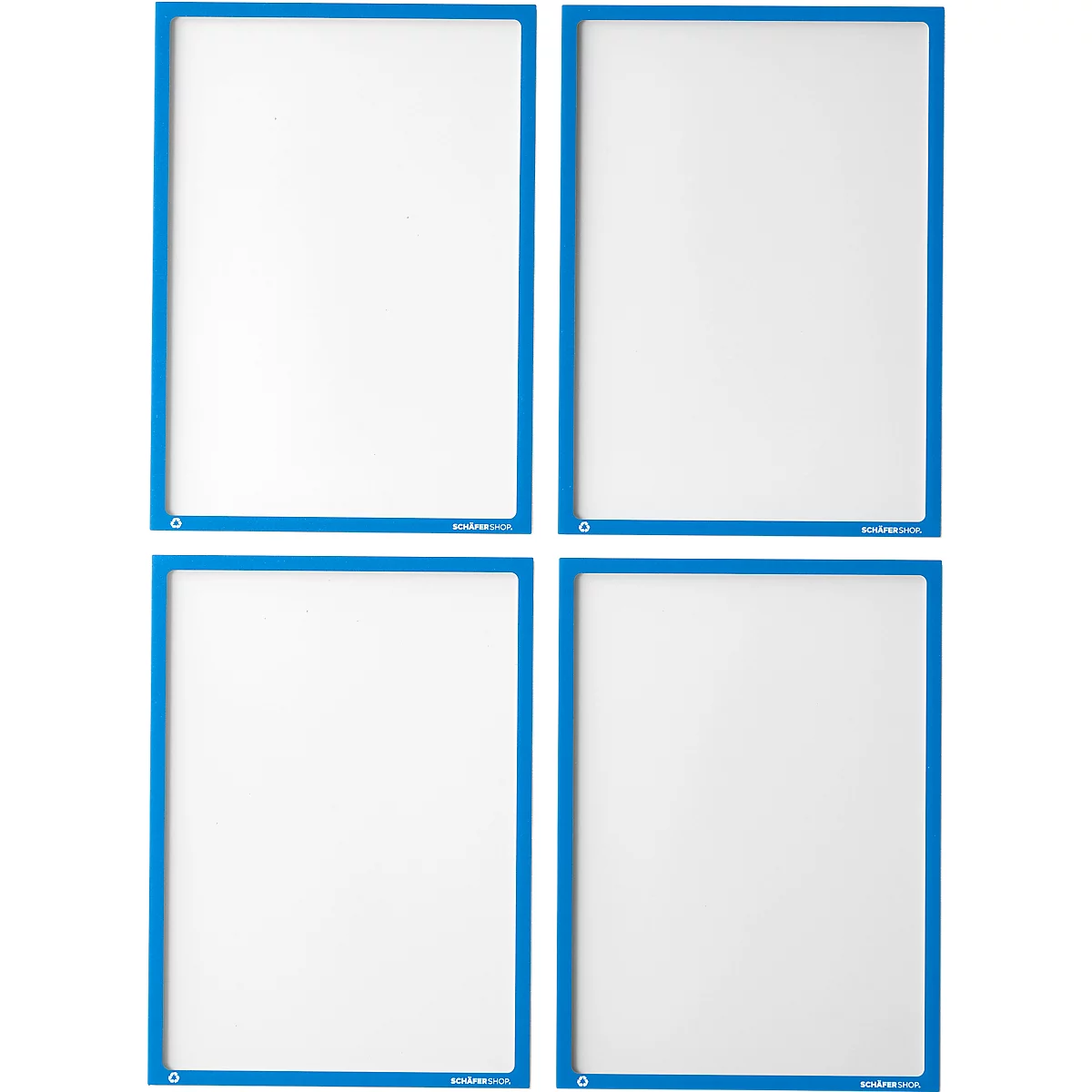 Schäfer Shop Select magneetlijst recycling, voor A4-documenten, UV-bestendig gemaakt van tot 85% gerecyclede PET-folie, blauw, 4 stuks
