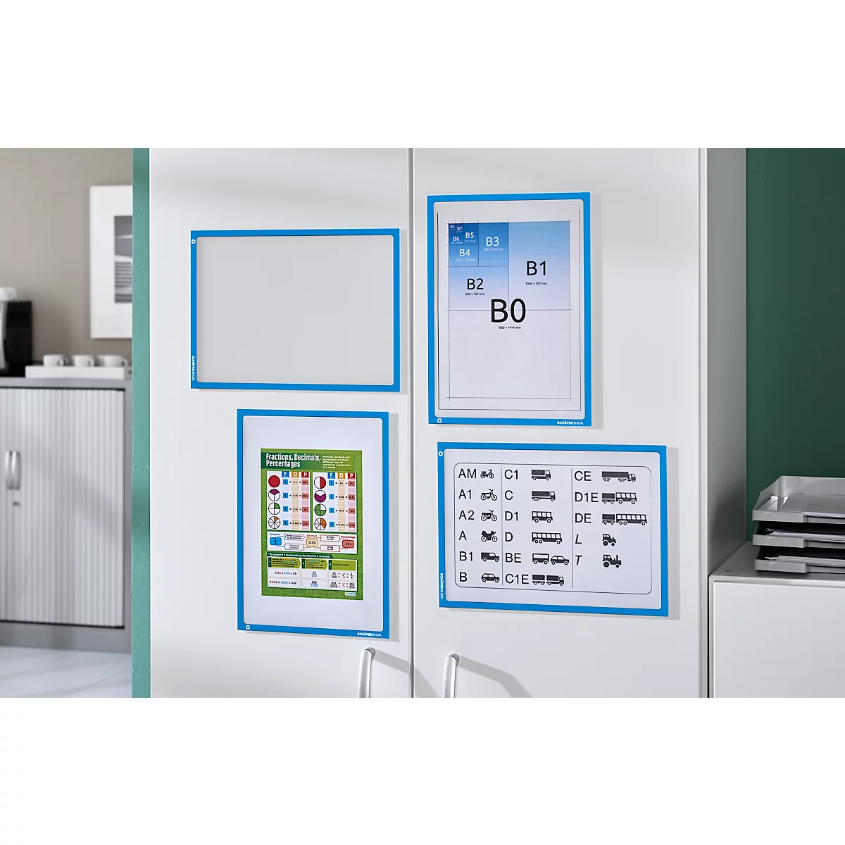 Schäfer Shop Select magneetlijst recycling, voor A4-documenten, UV-bestendig gemaakt van tot 85% gerecyclede PET-folie, blauw, 4 stuks