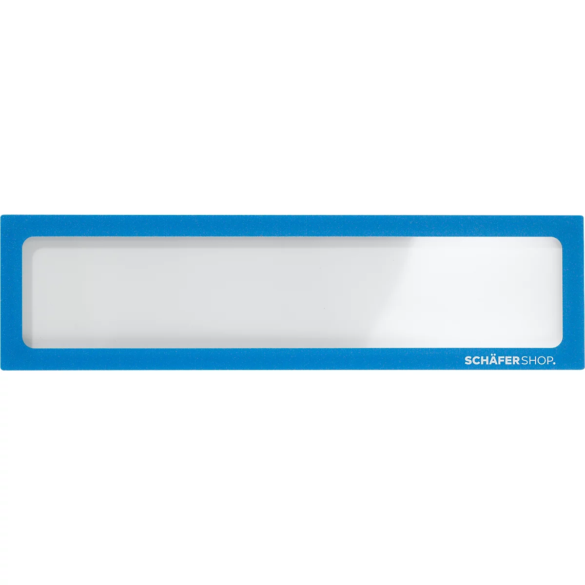 Blauw kader met wit vlak, rechtsonder opschrift: SCHÄFERSHOP.