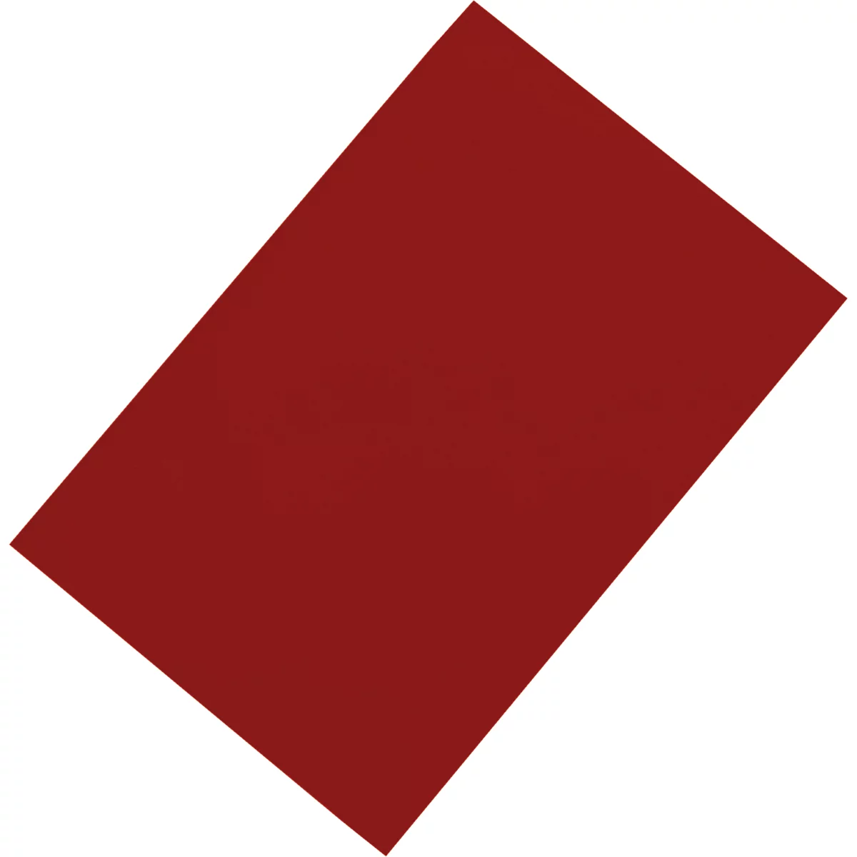 A red, rectangular object lying slightly askew on a white background.