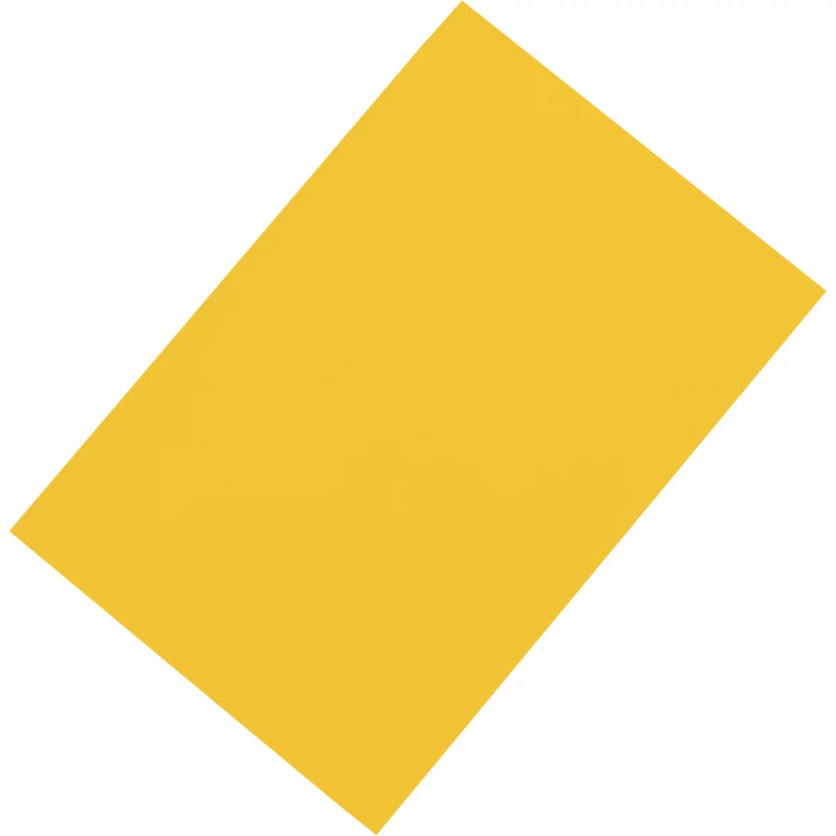 Yellow, rectangular sheet, diagonally in front of a white background.