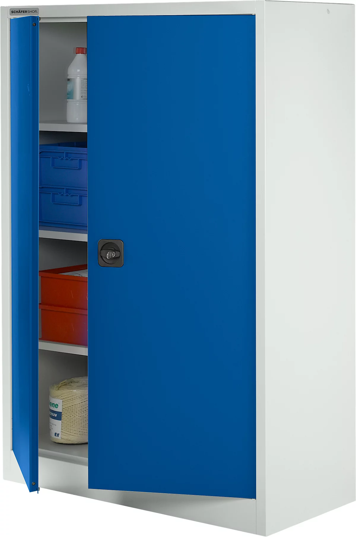 Schäfer Shop Select Materiaalkast MSI 16412i, B 1200 x D 400 x H 1535 mm, 3 etages, staal, lichtgrijs/enzisch blauw