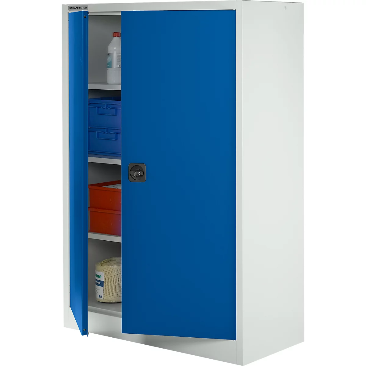 Schäfer Shop Select Materiaalkast MSI 16412i, B 1200 x D 400 x H 1535 mm, 3 etages, staal, lichtgrijs/enzisch blauw