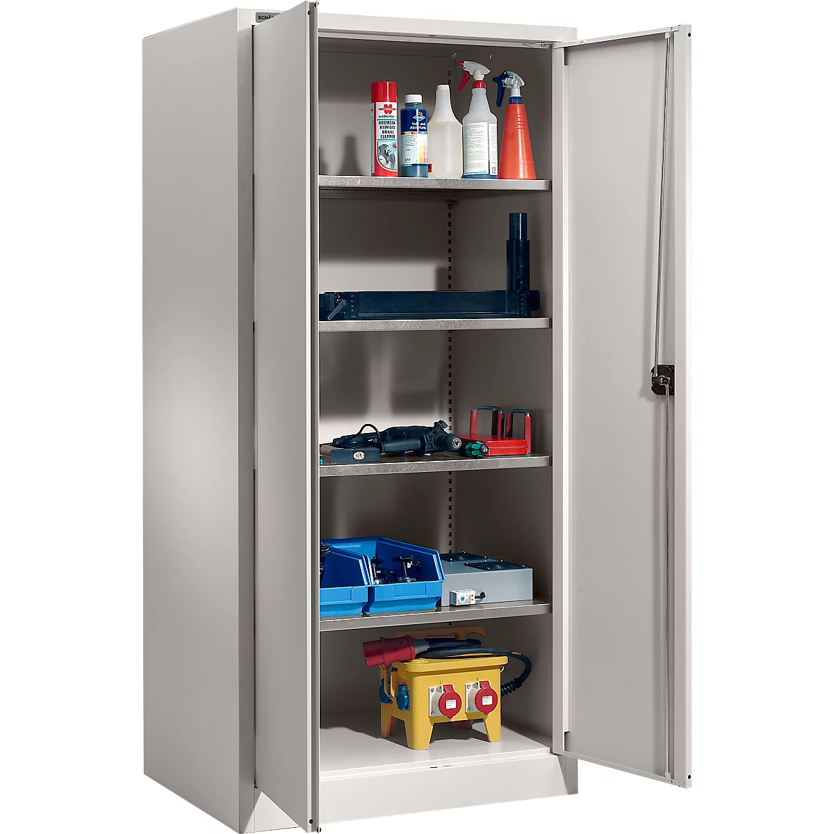Schäfer Shop Select materiaalkast MSI 2509 S, versterkte uitvoering, tot 100 kg/legbord, B 950 x D 500 x H 1935 mm, lichtgrijs/lichtgrijs 