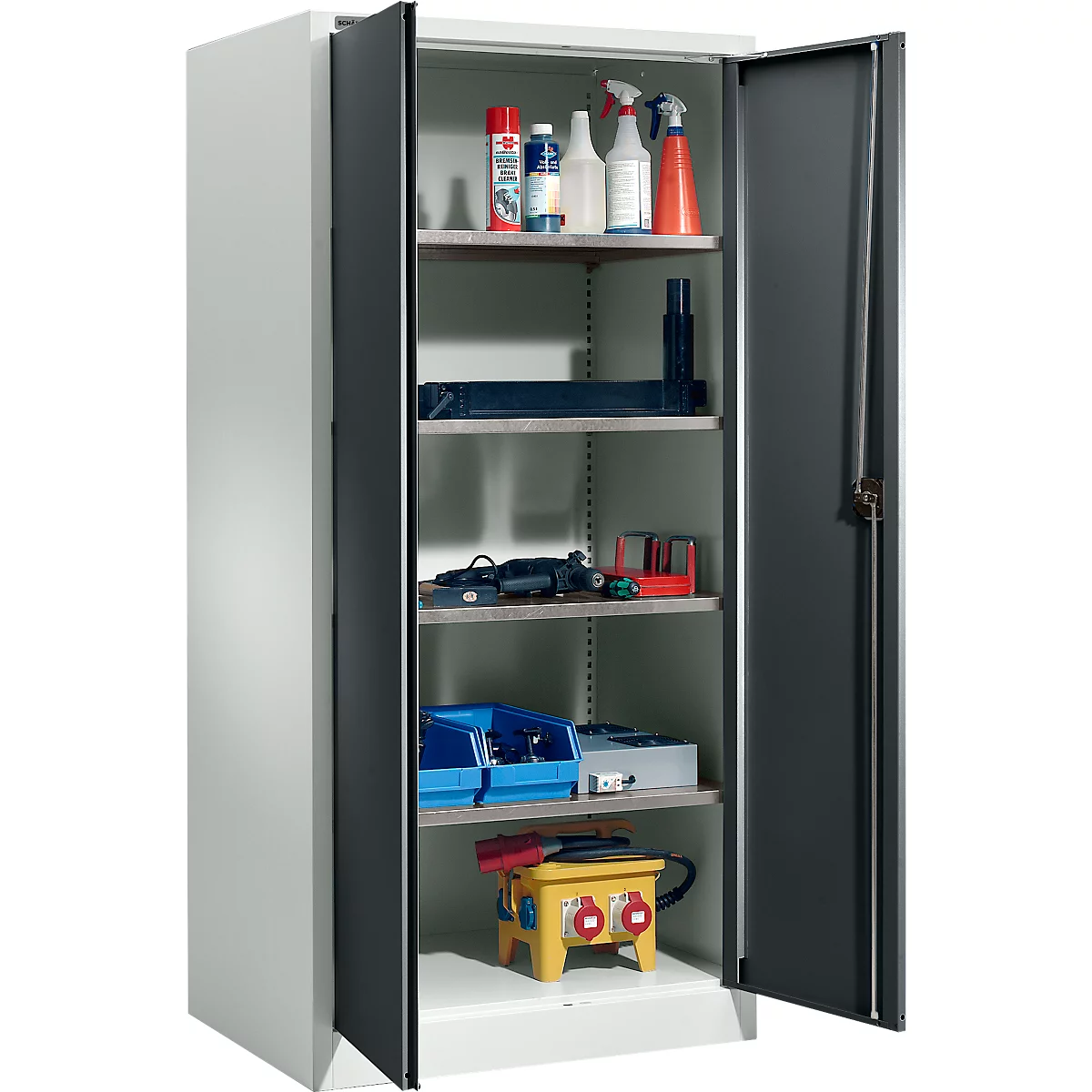 Schäfer Shop Select materiaalkast MSI 2509 S, versterkte uitvoering, tot 100 kg/plank, B 950 x D 500 x H 1935 mm, lichtgrijs/antracietgrijs 