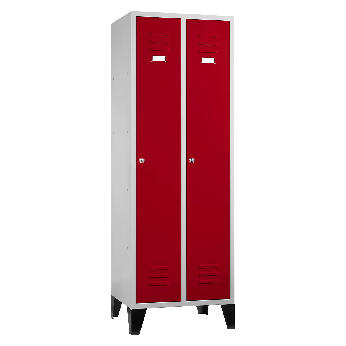 Schäfer Shop Select Materiaallocker met poten, cilinderslot, lichtgrijs/robijnrood