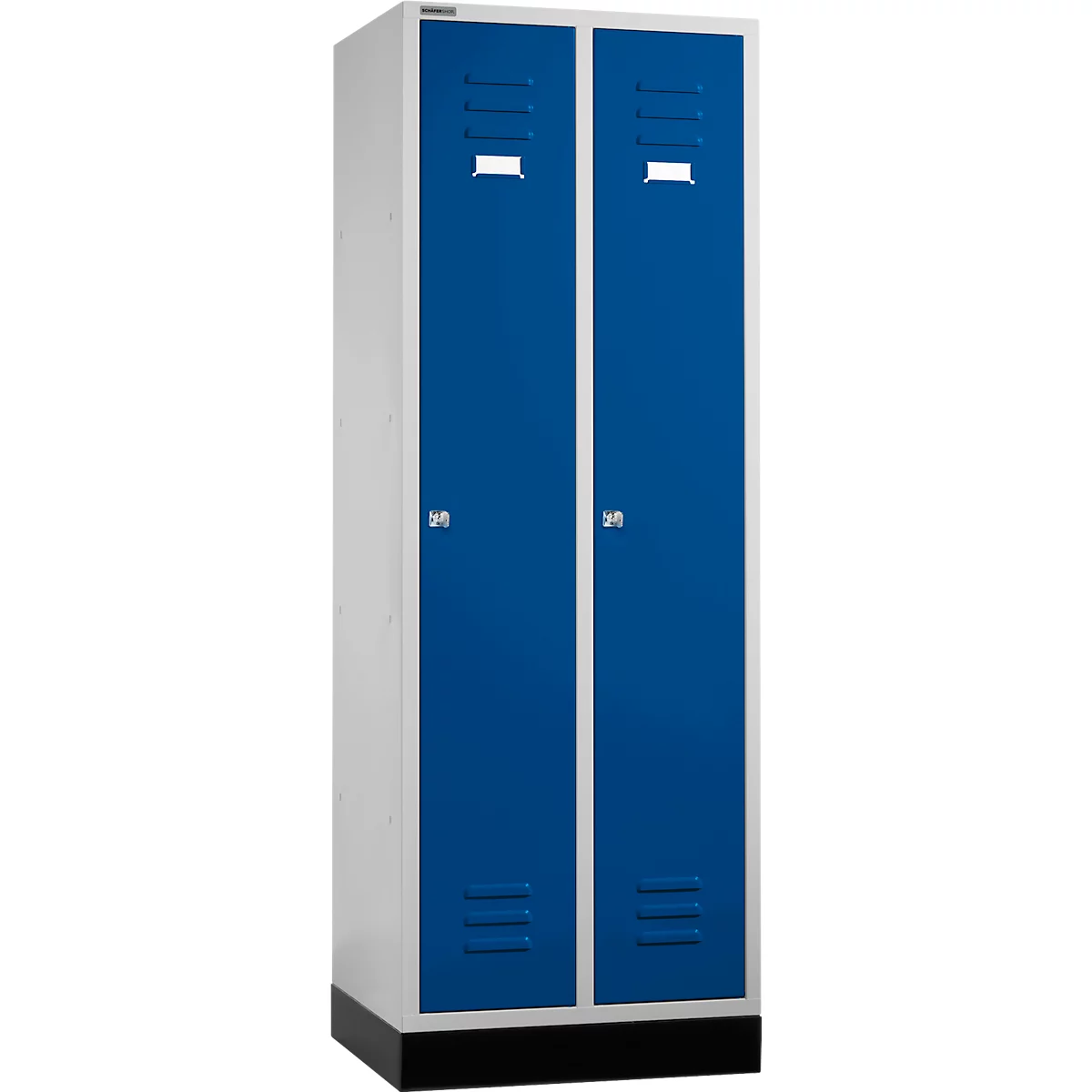 Schäfer Shop Select Materiaallocker met sokkel, cilinderslot, lichtgrijs/gentiaanblauw