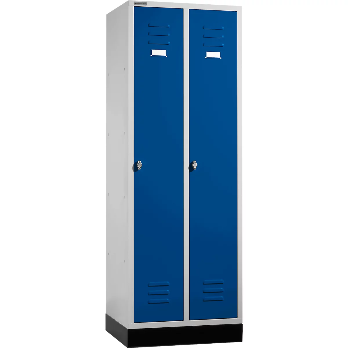 Schäfer Shop Select Materiaallocker met sokkel, draaigrendelslot, lichtgrijs/gentiaanblauw