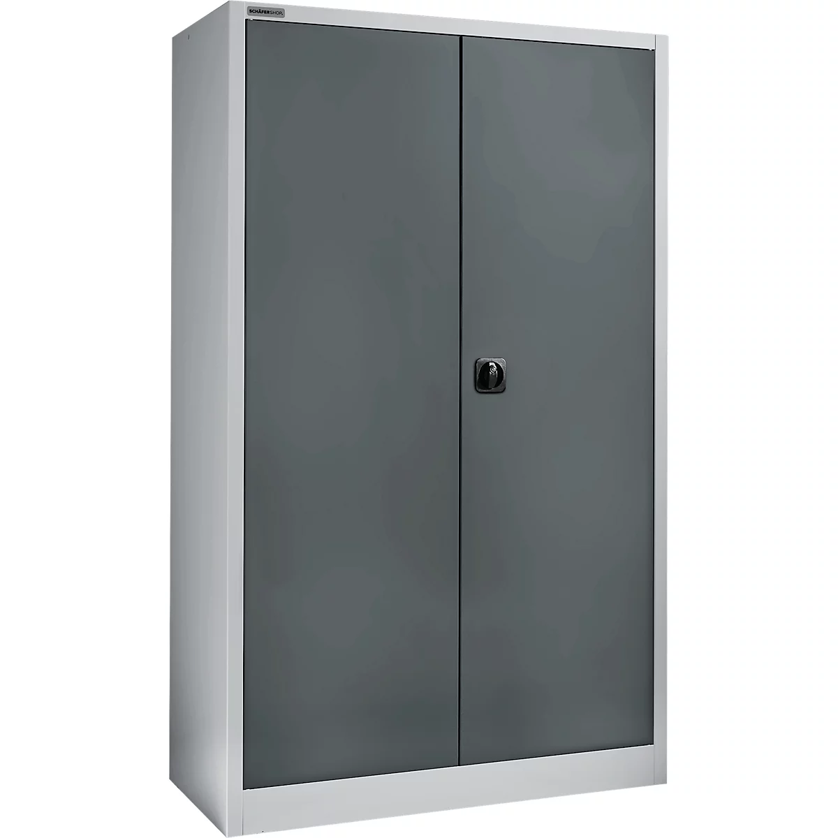Schäfer Shop Select Materialschrank, abschließbar, 4 verzinkte Böden, 5 OH, B 1200 x T 400 x H 1935 mm, Stahl, weißaluminium/anthrazitgrau