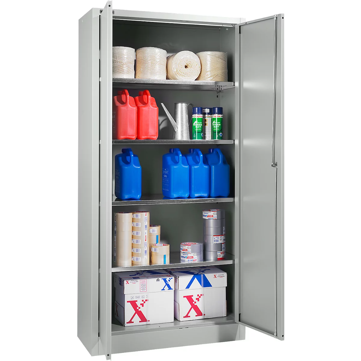 Schäfer Shop Select Materialschrank, abschließbar, 4 verzinkte Böden, 5 OH, B 800 x T 400 x H 1935 mm, Stahl, lichtgrau