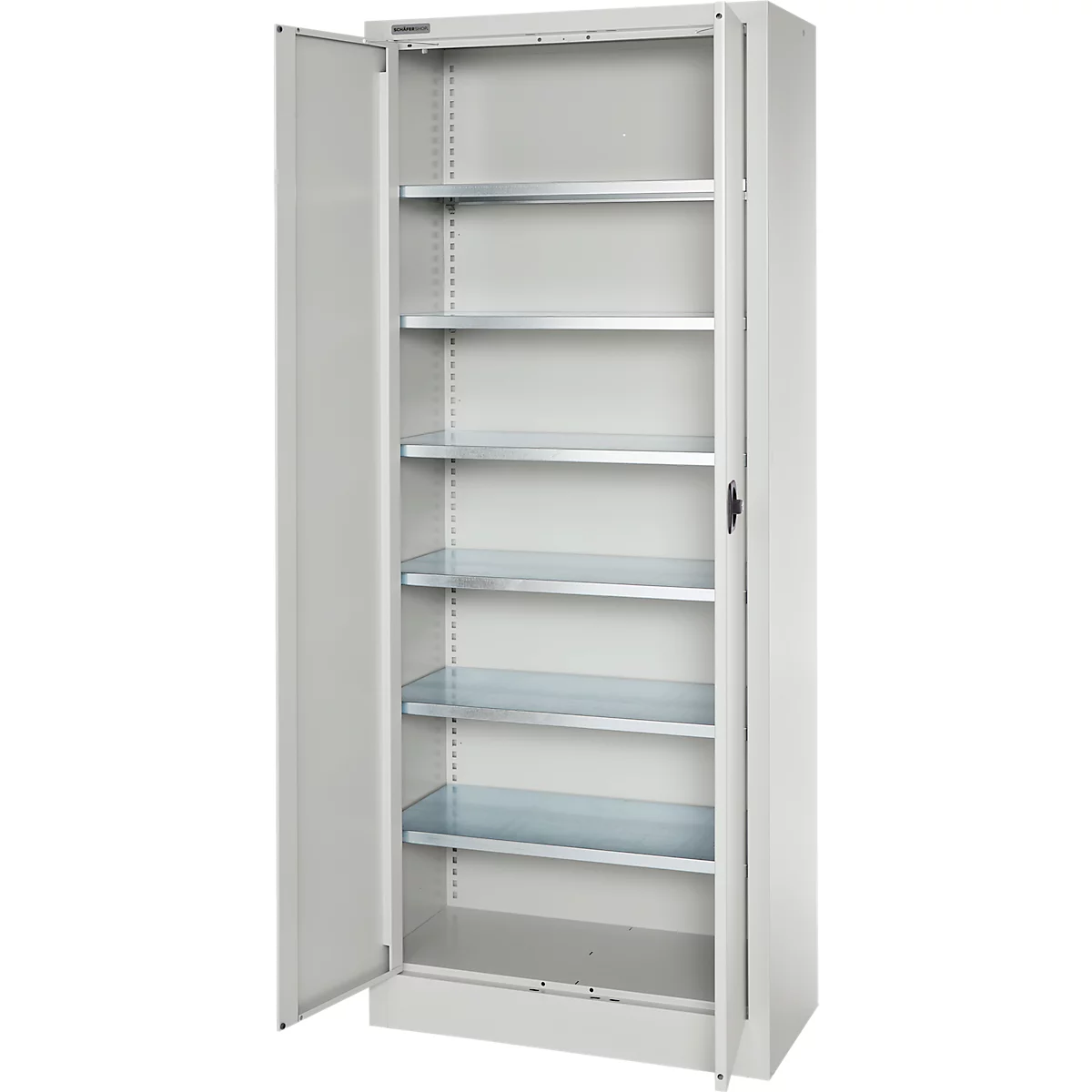 Schäfer Shop Select Materialschrank MSI 2409, Stahl, 6 Fachböden, B 950 x T 400 x H 1935 mm, lichtgrau 