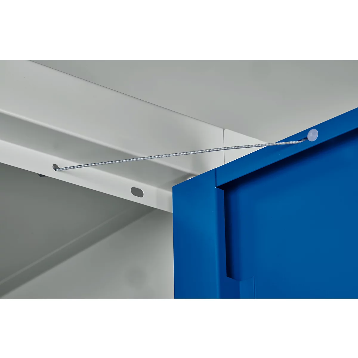 Schäfer Shop Select Materialschrank MSI 2509, 5 OH, 4 Zwischenböden, Zylinderschloss, B 950 x T 500 x H 1935 mm, lichtgrau RAL 7035/enzianblau RAL 5010