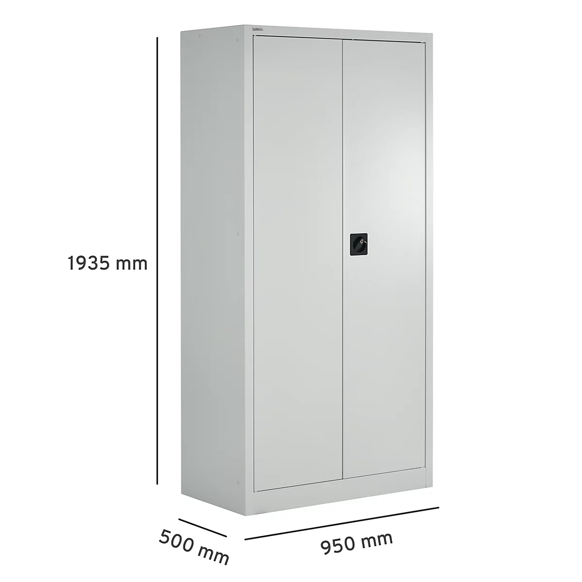 Schäfer Shop Select Materialschrank MSI 2509, 5 OH, 4 Zwischenböden, Zylinderschloss, B 950 x T 500 x H 1935 mm, lichtgrau RAL 7035/lichtgrau RAL 7035