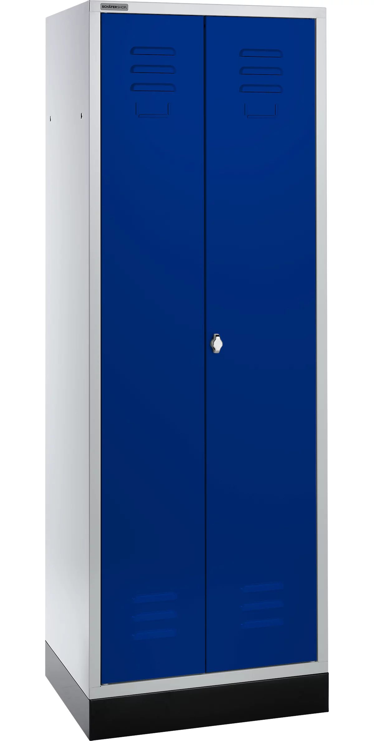 Schäfer Shop Select Materialspind, 1800 x 630 x 500 mm, Drehriegelverschluss, lichtgrau/enzianblau