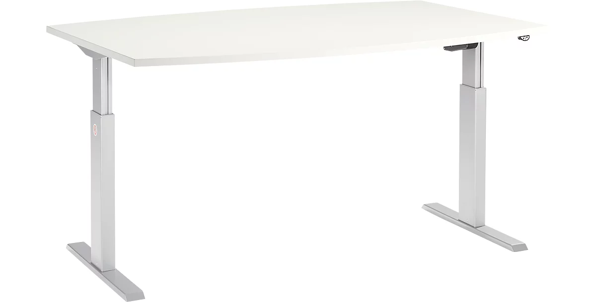 Schäfer Shop Select Mesa de reuniones ERGO-T, pata en T, forma de barca, ajustable en altura eléctr. 1 nivel, An 2000 x Al 725-1195 mm, blanco 