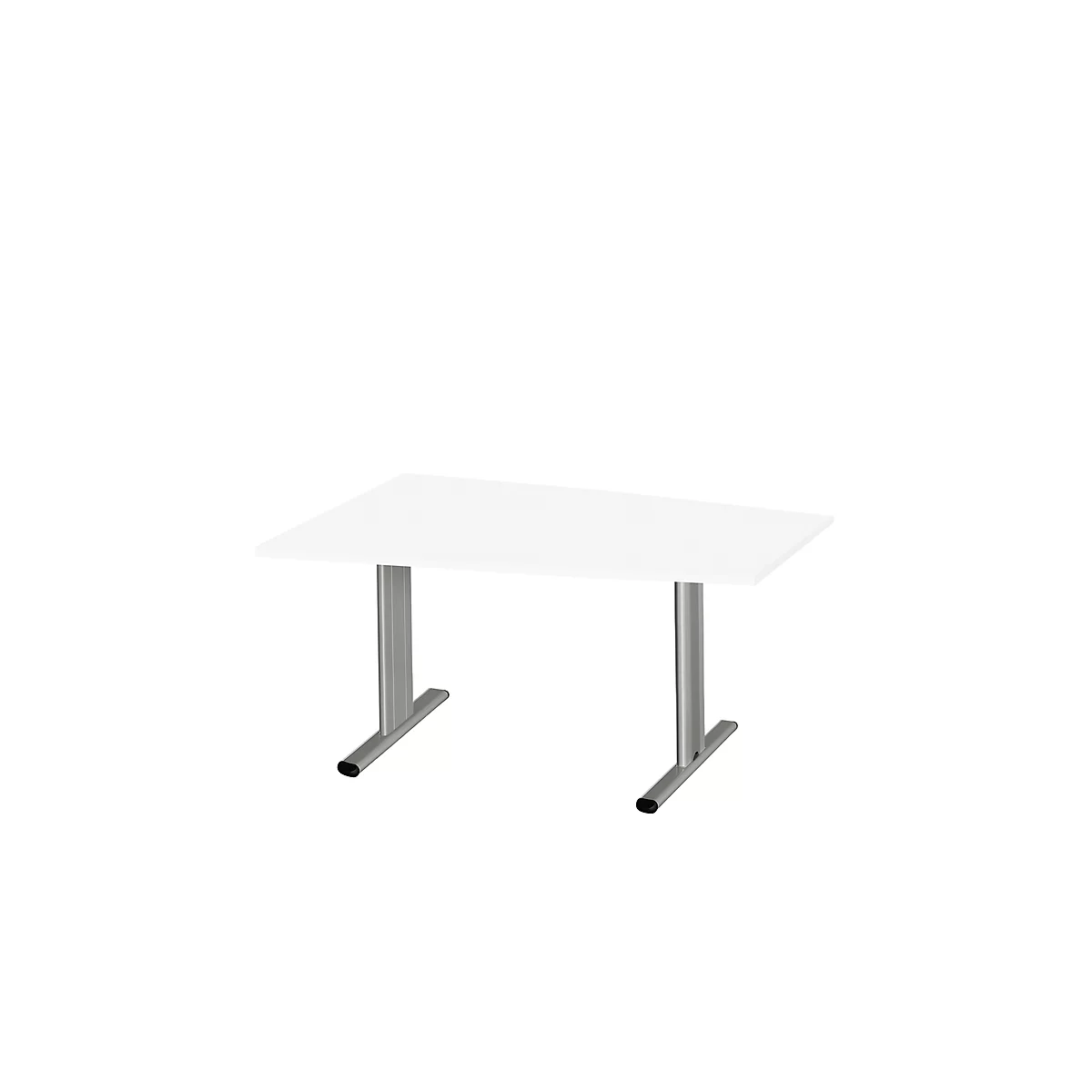 Schäfer Shop Select Mesa de reuniones Planova, forma de tonel, 1400 x 800/1000 mm, blanco, molduras decorativas aluminio blanco