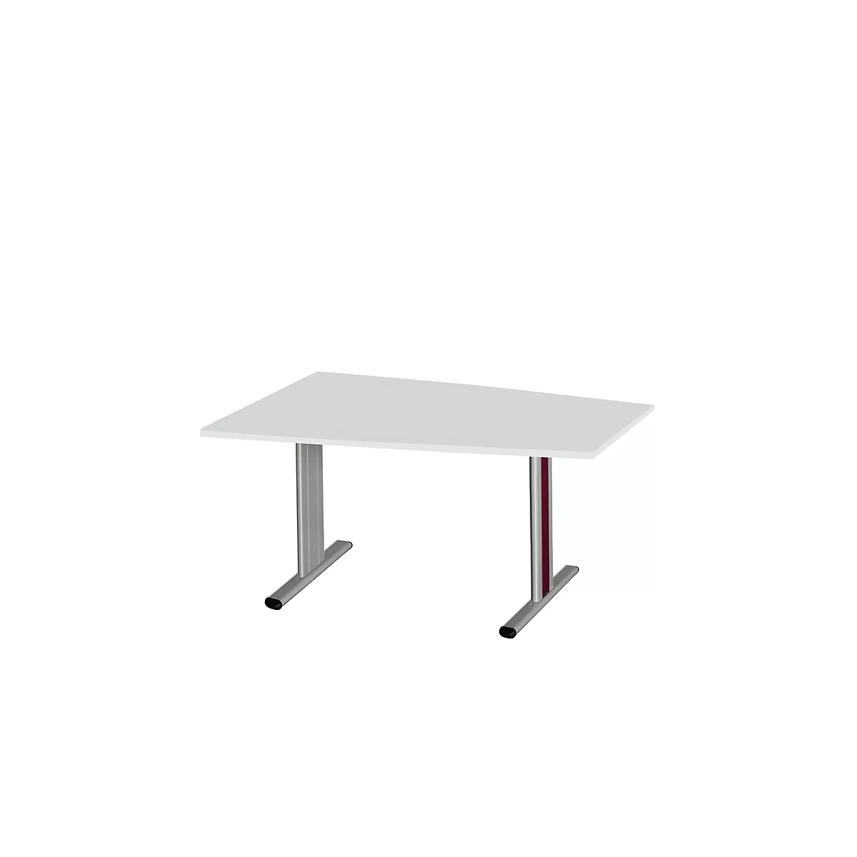 Schäfer Shop Select Mesa de reuniones Planova, forma de tonel, 1400 x 800/1000 mm, gris luminoso, molduras decorativas burdeos violeta 