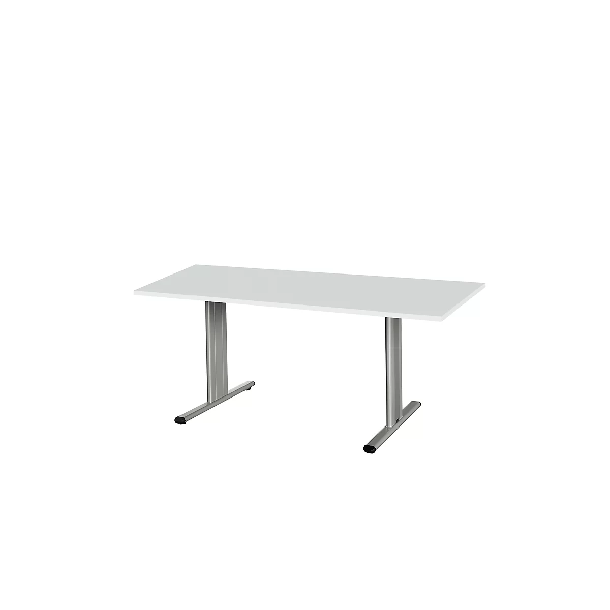 Schäfer Shop Select Mesa de reuniones Planova, rectangular, 1600 x 800 mm, gris luminoso, molduras decorativas aluminio blanco 