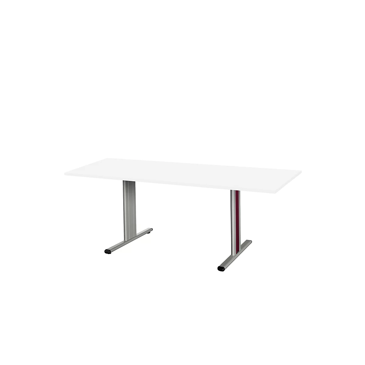 Schäfer Shop Select Mesa de reuniones Planova, rectangular, 1800 x 800 mm, blanco, molduras decorativas burdeos violeta