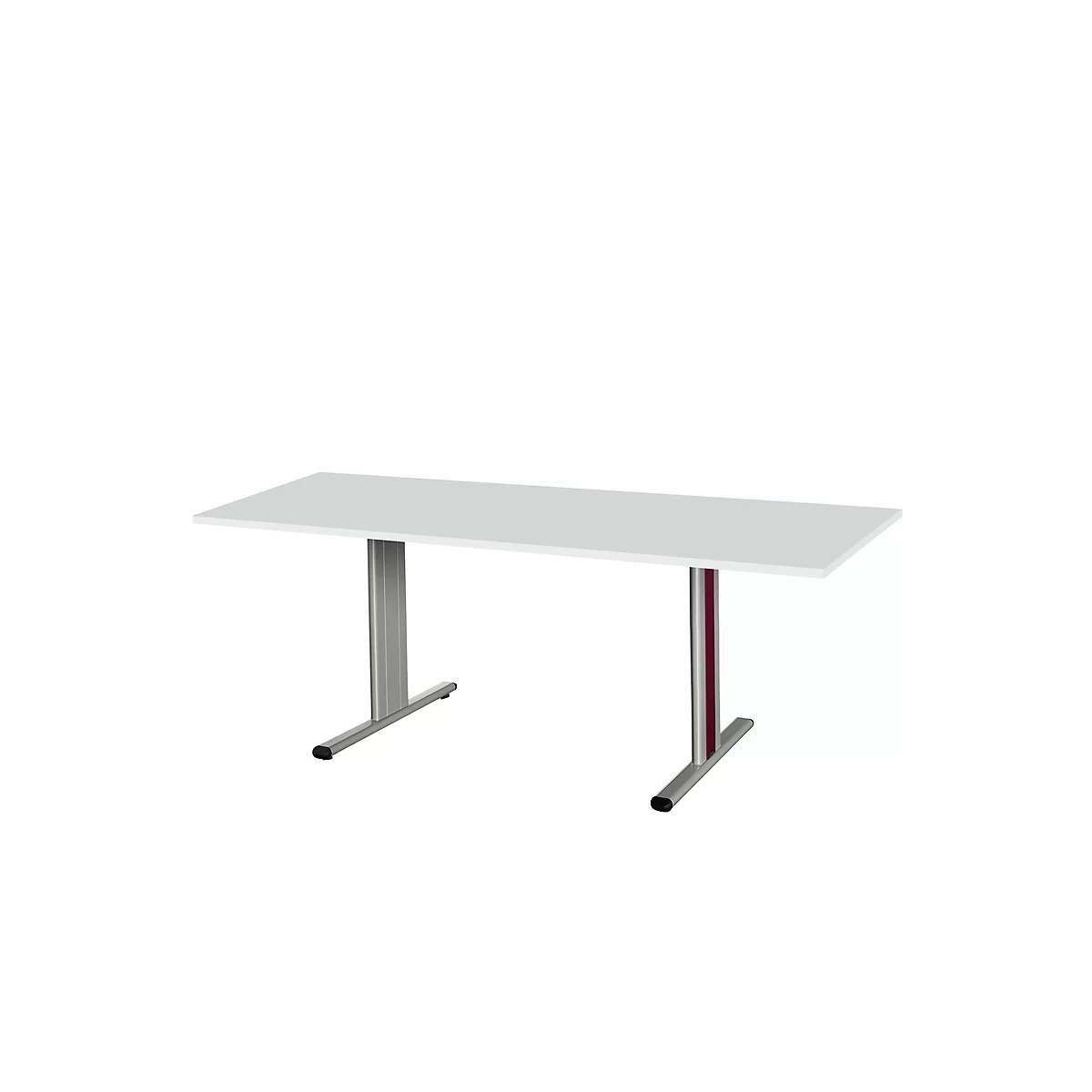 Schäfer Shop Select Mesa de reuniones Planova, rectangular, 1800 x 800 mm, gris luminoso, molduras decorativas burdeos violeta 