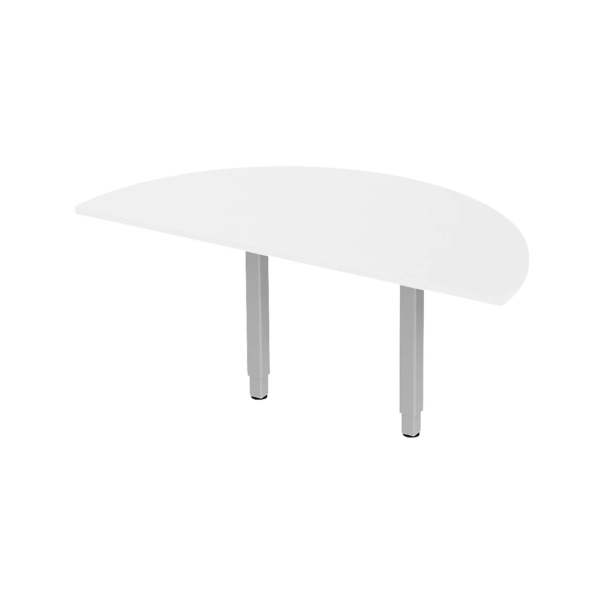 Schäfer Shop Select Mesa extensible PLANOVA ERGOSTYLE, 1/2 círculo, aluminio blanco/blanco