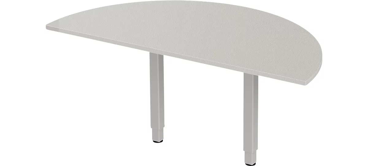 Schäfer Shop Select mesa extensible PLANOVA ERGOSTYLE, 1/2 círculo, aluminio gris claro/blanco 