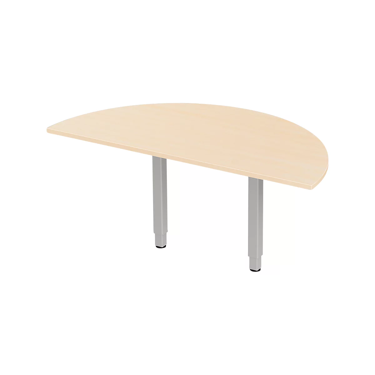 Schäfer Shop Select Mesa extensible PLANOVA ERGOSTYLE, 1/2 círculo, decoración arce/aluminio blanco