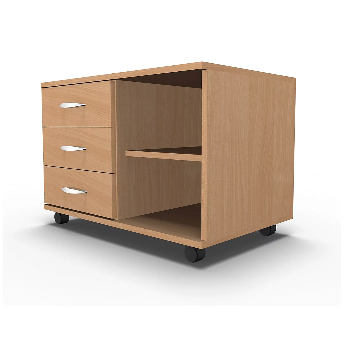Schäfer Shop Select Mobiel sideboard, archiefrek + 3 schuifladen + materiaallade, B 800, links monteerbaar, beuken