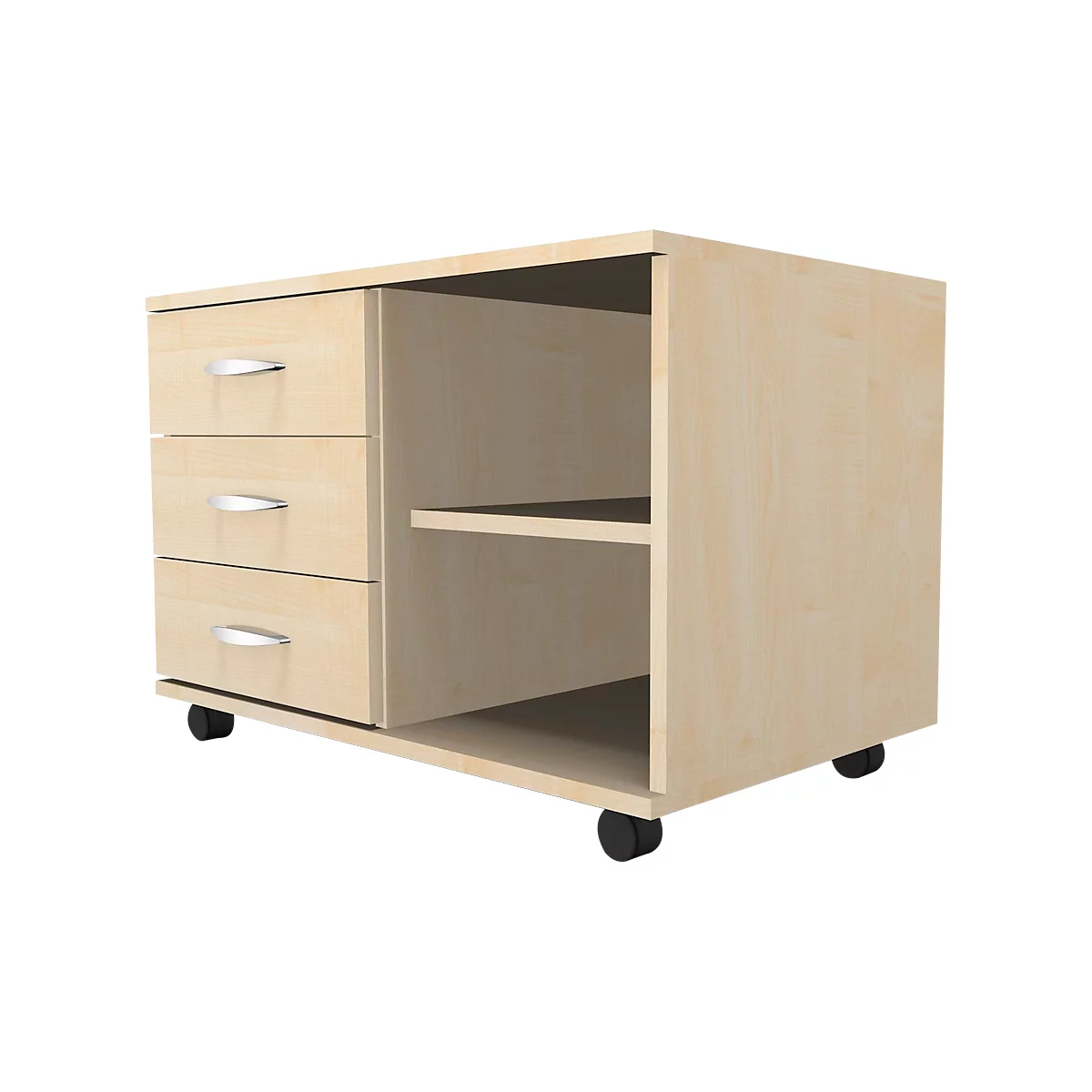 Schäfer Shop Select Mobiel sideboard, archiefrek + 3 schuifladen + materiaallade, B 800, links monteerbaar, esdoorn