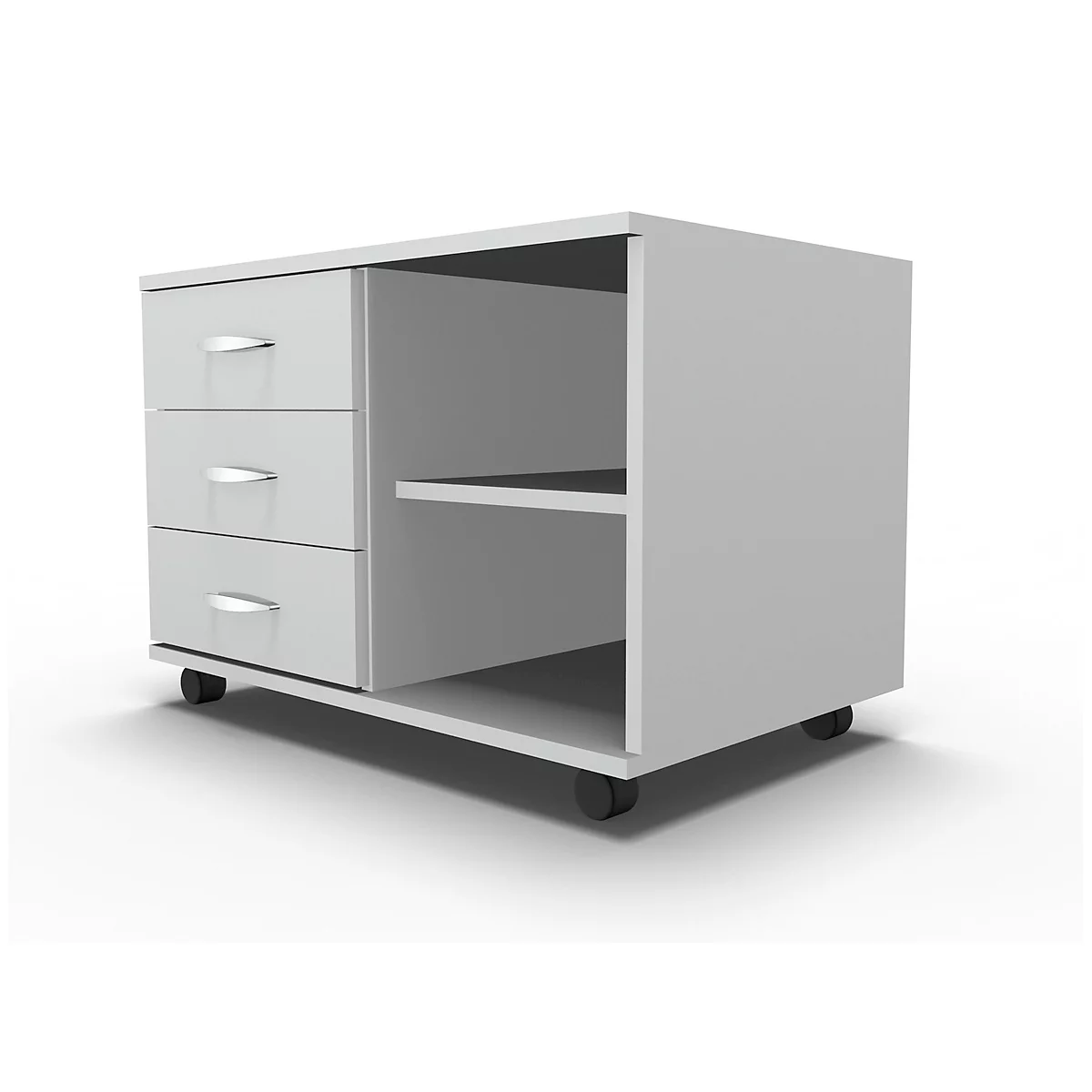 Schäfer Shop Select Mobiel sideboard, archiefrek + 3 schuifladen + materiaallade, B 800, links monteerbaar, lichtgrijs
